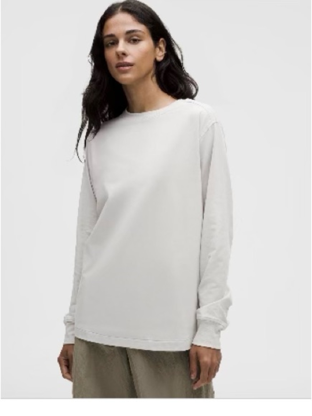 Long Sleeve Crewneck Top in Light Gray